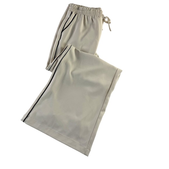 MELLODAY Pants - NWT Melloday Wide Leg Ivory With Black Piping Elastic Tie Waist Large